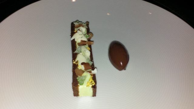 Gold flecks on top bring to mind the image of a disco pimp making it rain in the club right before the food leaves the kitchen and arrives at your table.  At least that's what it said to me, your mileage may vary.