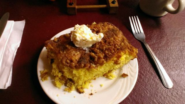 LARGE Coffee cake.  I left the giant novelty fork in the picture for scale.