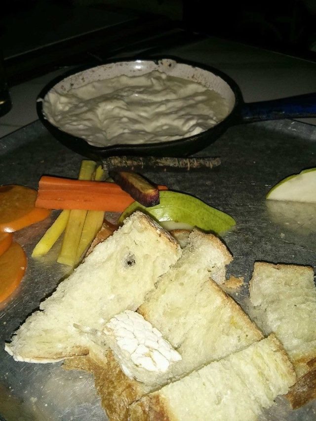 That's not ranch dressing, It's fondue. Well strictly speaking, it's not fondue either. It's... It tastes good. Eat it.