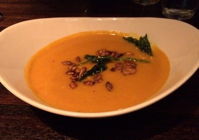One of the few hits of the evening's food: David's Pumpkin Soup.
